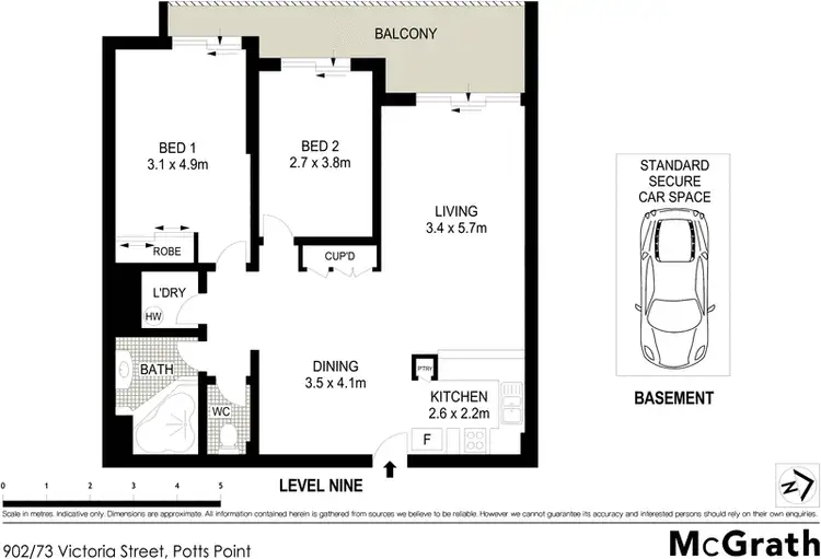 Floorplan of Homely apartment listing, 902/73 Victoria Street, Potts Point NSW 2011