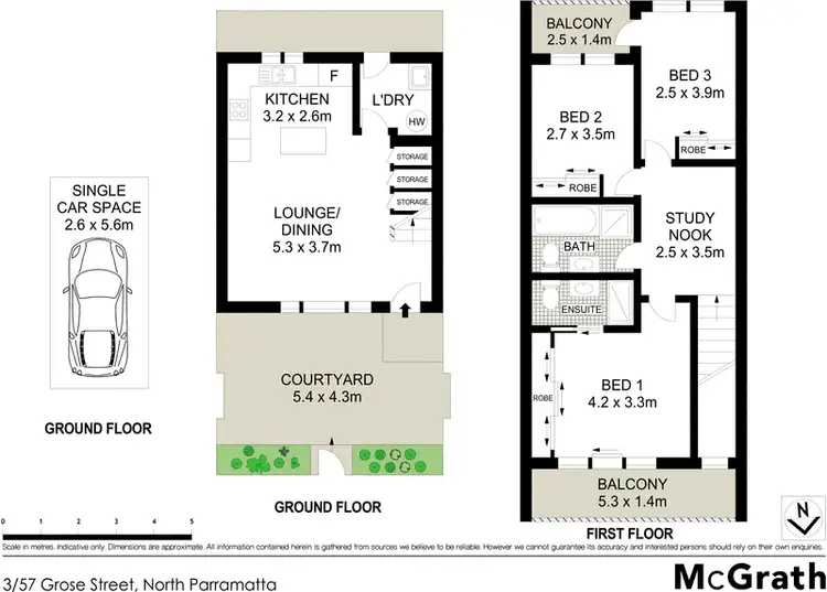 Floorplan of Homely townhouse listing, 3/57 Grose Street, North Parramatta NSW 2151
