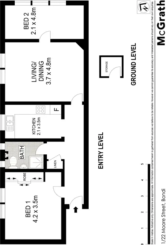 Floorplan of Homely apartment listing, 1/22 Moore Street, Bondi NSW 2026
