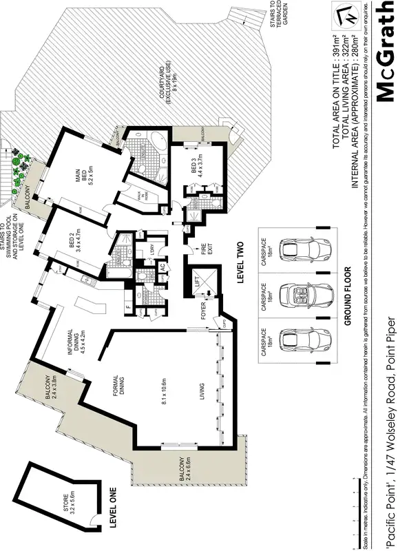 Floorplan of Homely apartment listing, 'Pacific Point', 1/47 Wolseley Road, Point Piper NSW 2027