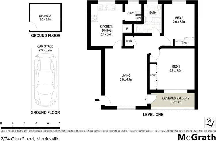Floorplan of Homely apartment listing, 2/24 Glen Street, Marrickville NSW 2204