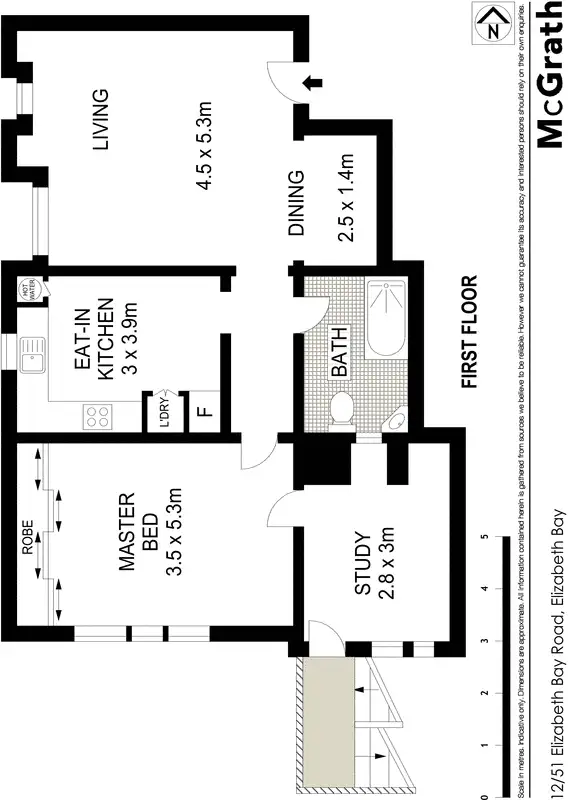 Floorplan of Homely apartment listing, 12/51 Elizabeth Bay Road, Elizabeth Bay NSW 2011