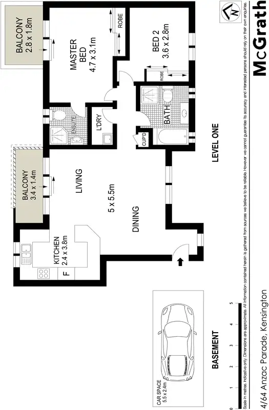 Floorplan of Homely apartment listing, 4/64 Anzac Parade, Kensington NSW 2033