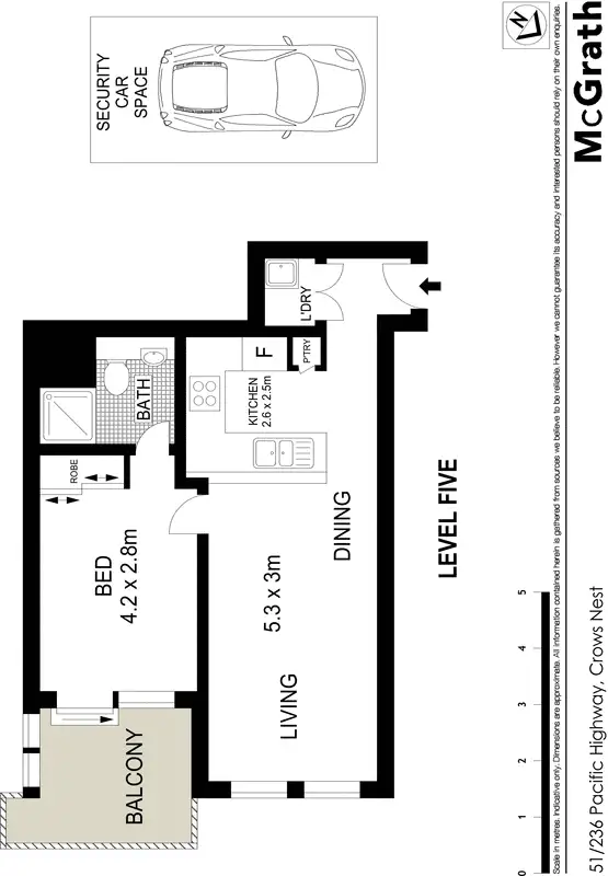 Floorplan of Homely apartment listing, 51/236 Pacific Highway, Crows Nest NSW 2065