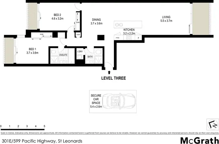 Floorplan of Homely apartment listing, 301E/599 Pacific Highway, St Leonards NSW 2065