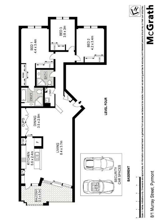 Floorplan of Homely apartment listing, 8/1 Murray Street, Pyrmont NSW 2009
