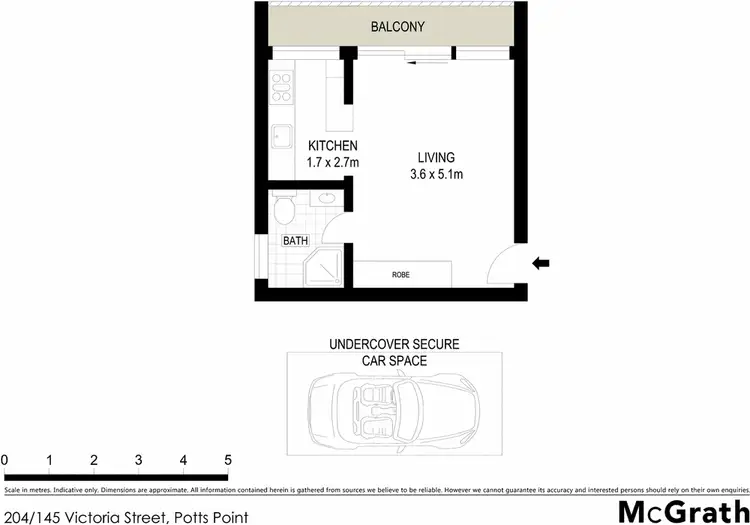 Floorplan of Homely studio listing, 204/145 Victoria Street, Potts Point NSW 2011