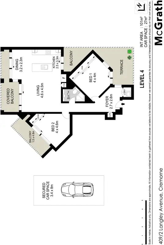 Floorplan of Homely apartment listing, 409/2 Langley Avenue, Cremorne NSW 2090