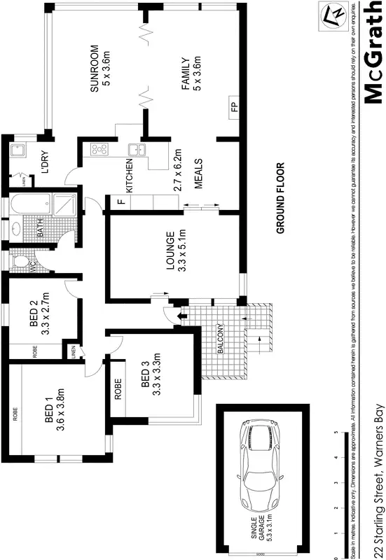 Floorplan of Homely house listing, 22 Starling Street, Warners Bay NSW 2282