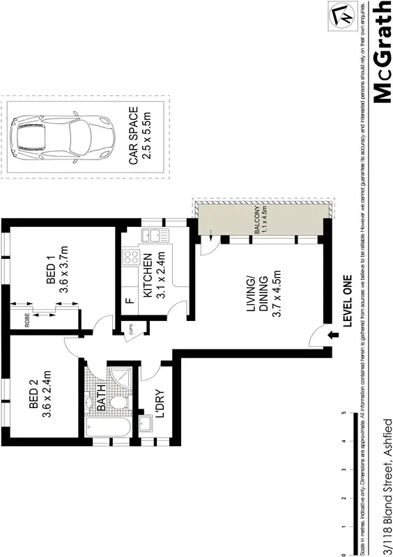 Floorplan of Homely apartment listing, 3/118 Bland Street, Ashfield NSW 2131