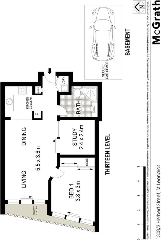 Floorplan of Homely apartment listing, 1308/3 Herbert Street, St Leonards NSW 2065