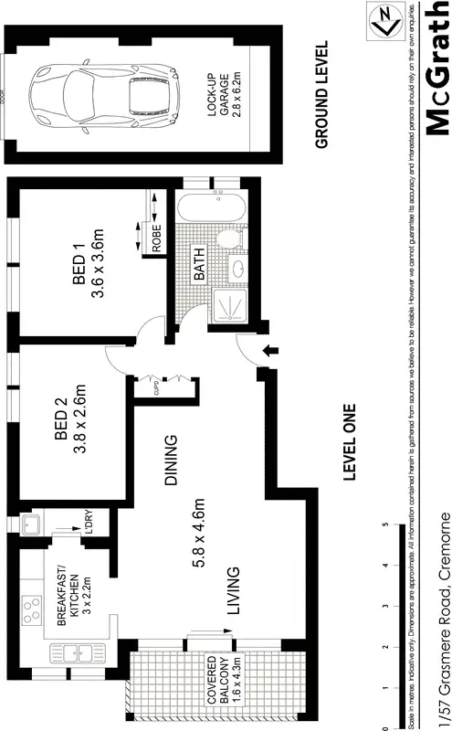 Floorplan of Homely apartment listing, 1/57 Grasmere Road, Cremorne NSW 2090