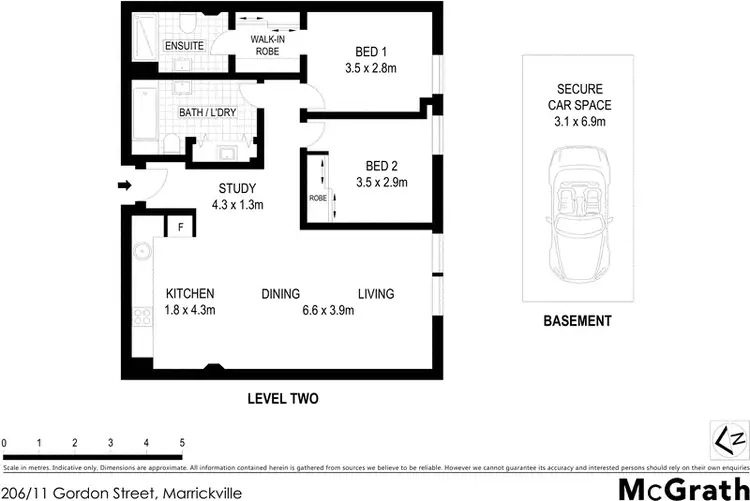 Floorplan of Homely apartment listing, 206/11 Gordon Street, Marrickville NSW 2204