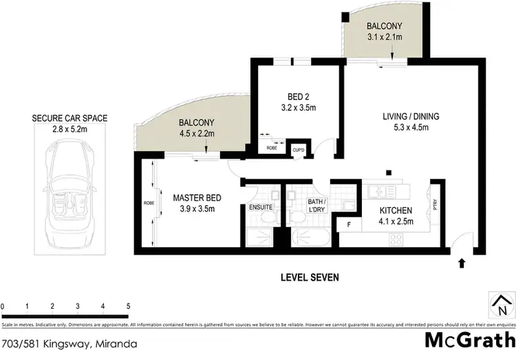 Floorplan of Homely apartment listing, 703/581 Kingsway, Miranda NSW 2228