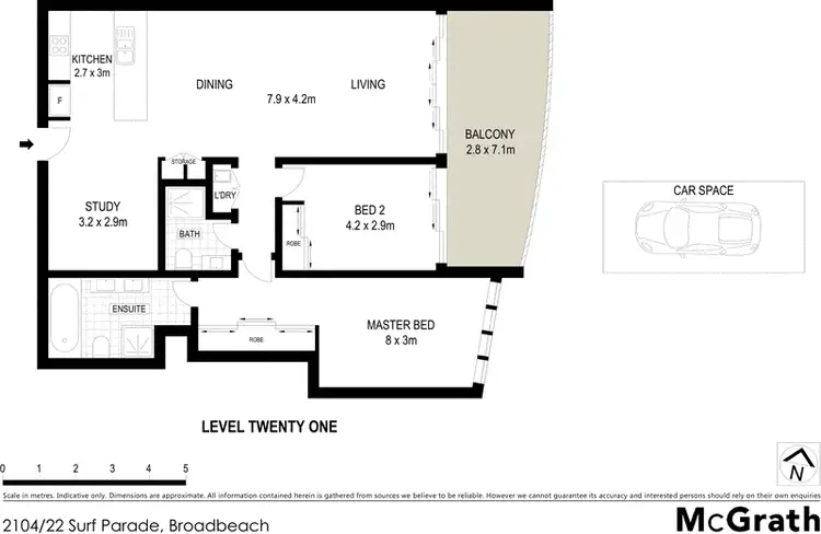 Floorplan of Homely apartment listing, 2104/22 Surf Parade, Broadbeach QLD 4218