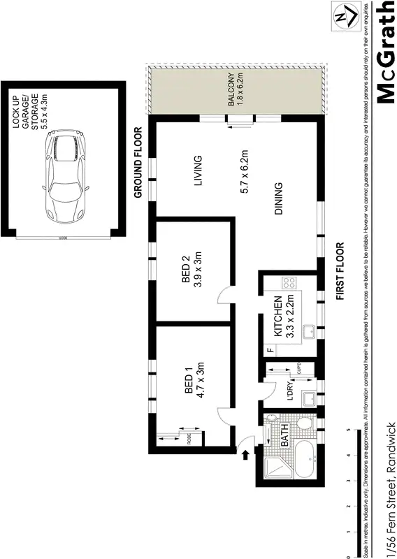 Floorplan of Homely apartment listing, 1/56 Fern Street, Randwick NSW 2031