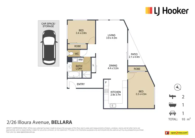 Floorplan of Homely unit listing, 2/26 Illoura Avenue, Bellara QLD 4507