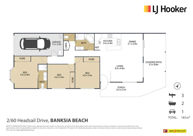 Floorplan of Homely semi-detached listing, 2/60 Headsail Drive, Banksia Beach QLD 4507