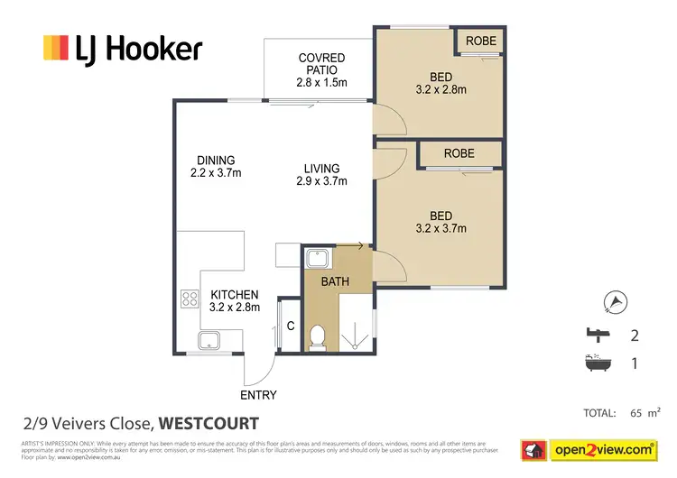 Floorplan of Homely unit listing, 2/9 Veivers Close, Westcourt QLD 4870