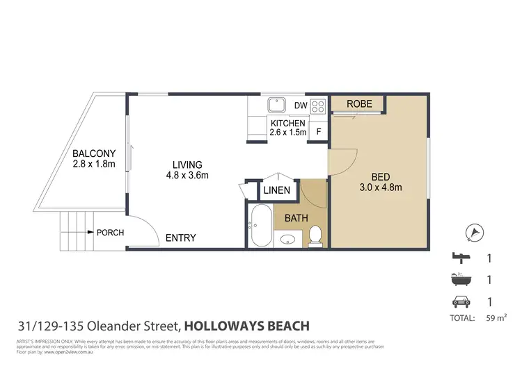 Floorplan of Homely block of units listing, 31/129-135 Oleander Street, Holloways Beach QLD 4878