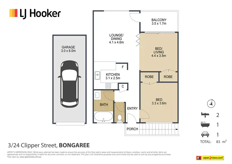 Floorplan of Homely unit listing, 3/24 Clipper Street, Bongaree QLD 4507