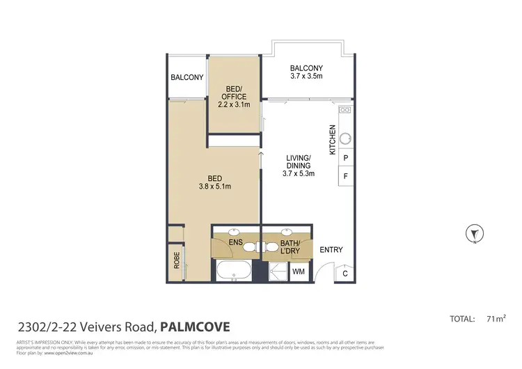 Floorplan of Homely unit listing, 2302/2-22 Veivers Road, Palm Cove QLD 4879
