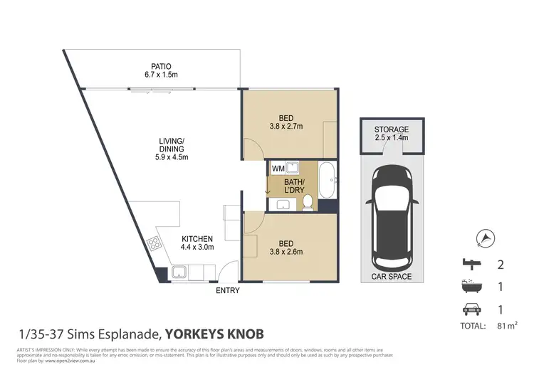 Floorplan of Homely unit listing, 1/35-37 Sims Esplanade, Yorkeys Knob QLD 4878