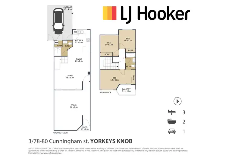 Floorplan of Homely townhouse listing, 3/78-80 Cunningham Street, Yorkeys Knob QLD 4878
