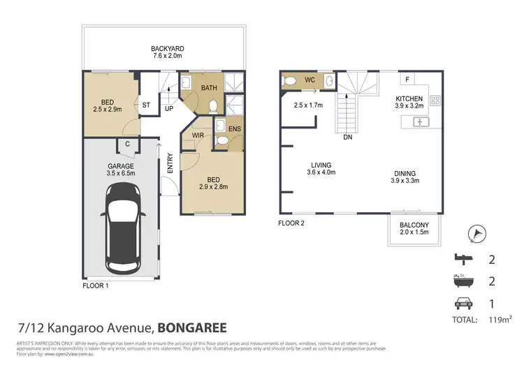 Floorplan of Homely townhouse listing, 7/12-16 Kangaroo Avenue, Bongaree QLD 4507