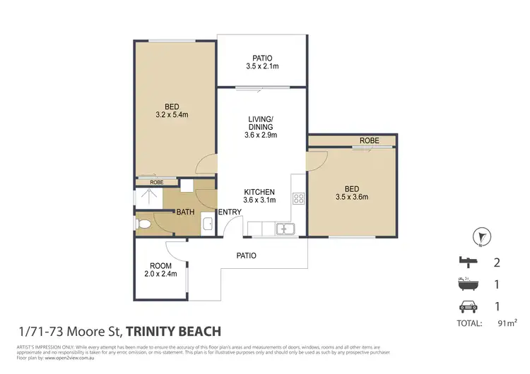 Floorplan of Homely unit listing, 1/71-73 Moore Street, Trinity Beach QLD 4879