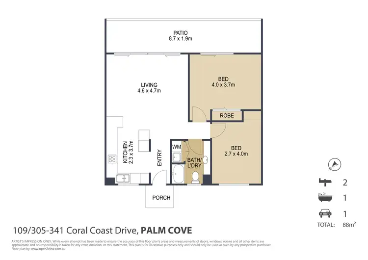 Floorplan of Homely apartment listing, 109/305-341 Coral Coast Drive, Palm Cove QLD 4879