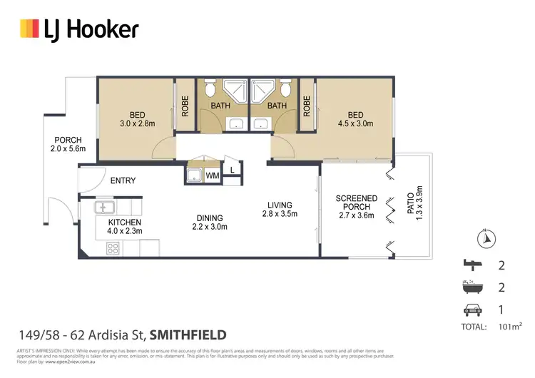 Floorplan of Homely unit listing, Unit 149/58-62 ARDISIA STREET, Smithfield QLD 4878