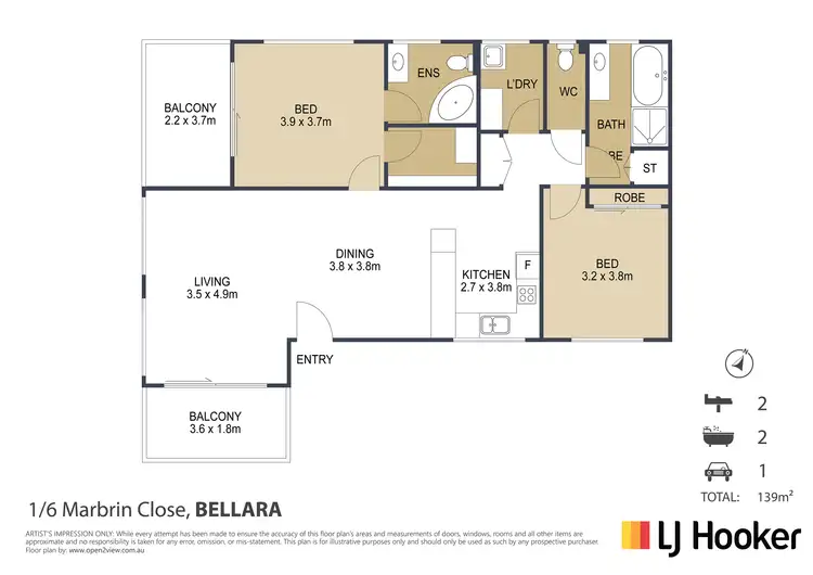 Floorplan of Homely unit listing, 1/6 Marbrin Close, Bellara QLD 4507