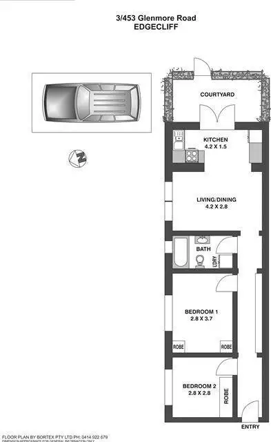 Floorplan of Homely apartment listing, 3/453 Glenmore Road, Edgecliff NSW 2027