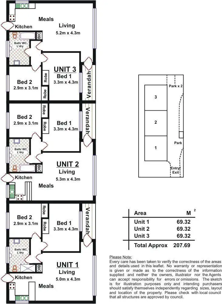 Floorplan of Homely unit listing, 1-3/294 Main South Road, Morphett Vale SA 5162
