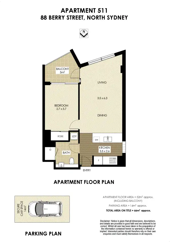 Floorplan of Homely apartment listing, 511/88 Berry Street, North Sydney NSW 2060