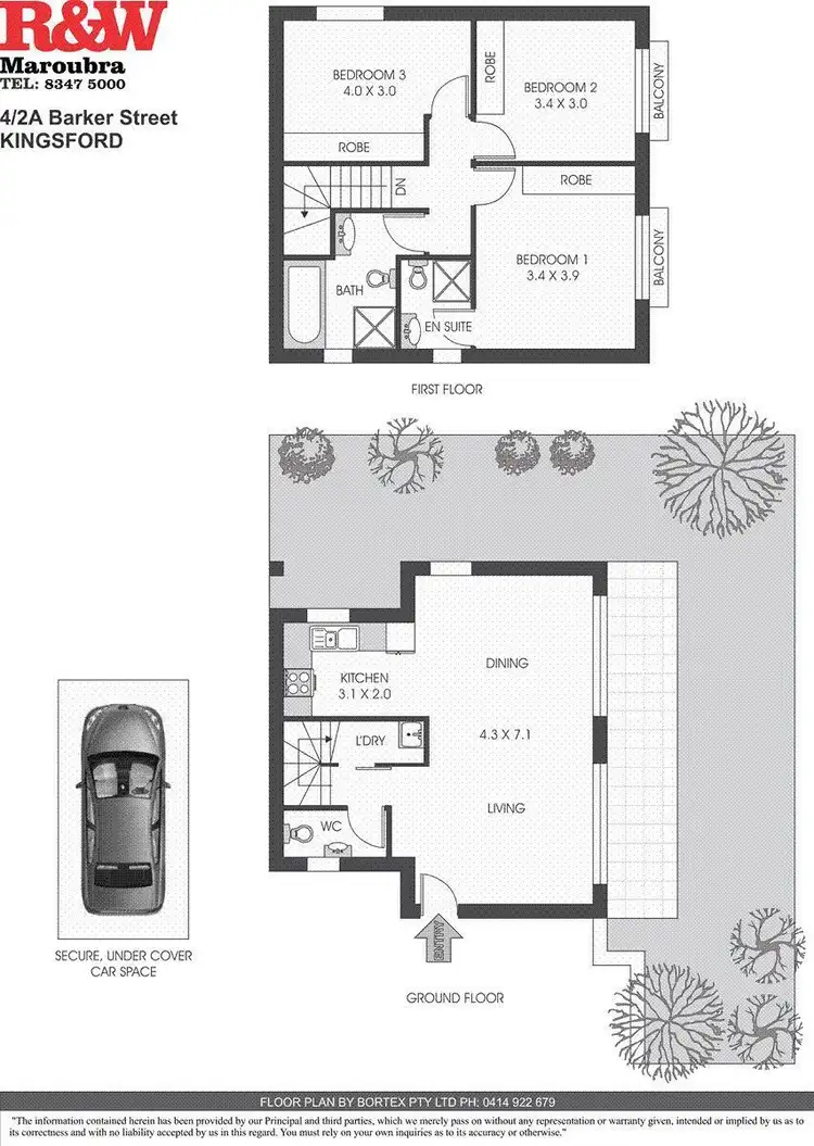 Floorplan of Homely townhouse listing, 4/2A Barker Street, Kingsford NSW 2032