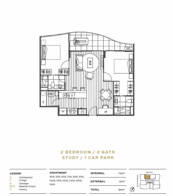 Floorplan of Homely apartment listing, 709/139 Scarborough Street, Southport QLD 4215