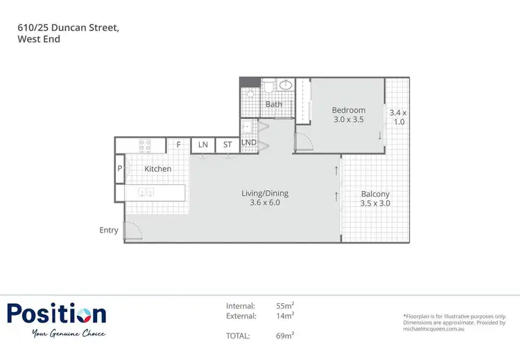 Floorplan of Homely apartment listing, 610/25 Duncan Street, West End QLD 4101