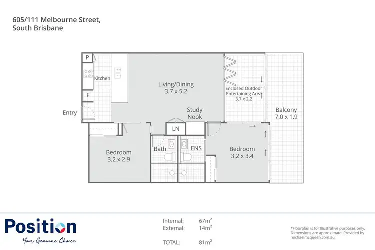 Floorplan of Homely apartment listing, 605/111 Melbourne Street, South Brisbane QLD 4101