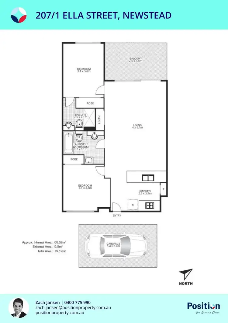 Floorplan of Homely apartment listing, 207/1 Ella Street, Newstead QLD 4006