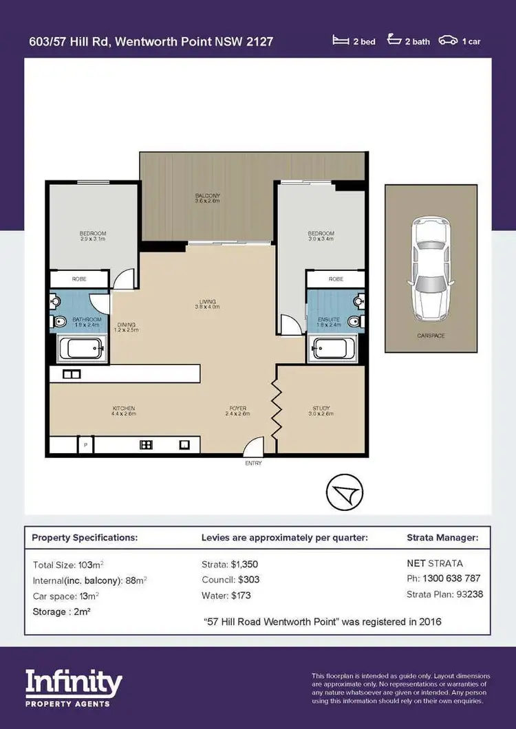 Floorplan of Homely apartment listing, 603/57 Hill Road, Wentworth Point NSW 2127