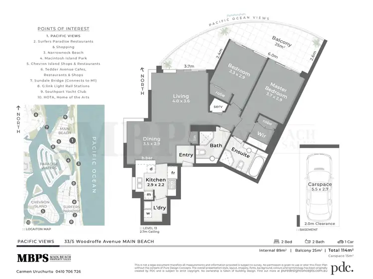 Floorplan of Homely apartment listing, 33/5 Woodroffe Avenue, Main Beach QLD 4217