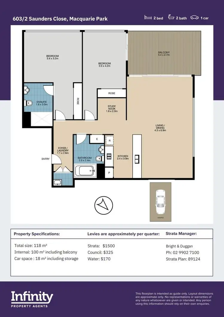 Floorplan of Homely apartment listing, 603/2 Saunders Close, Macquarie Park NSW 2113