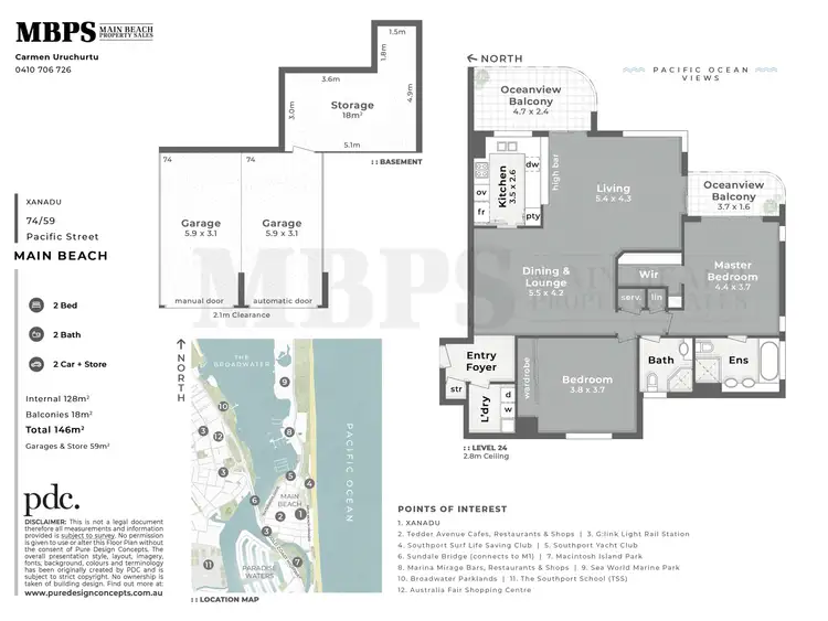 Floorplan of Homely apartment listing, 74/59 Pacific Street, Main Beach QLD 4217