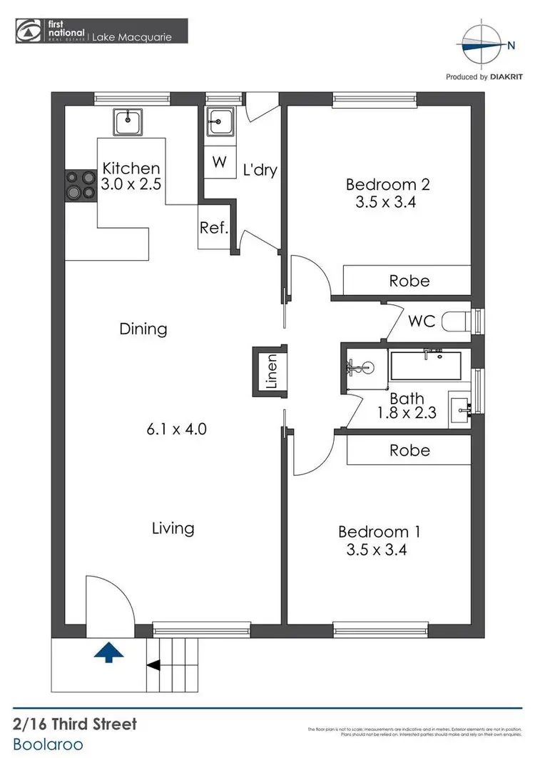 Floorplan of Homely semi-detached listing, 2/16 Third Street, Boolaroo NSW 2284