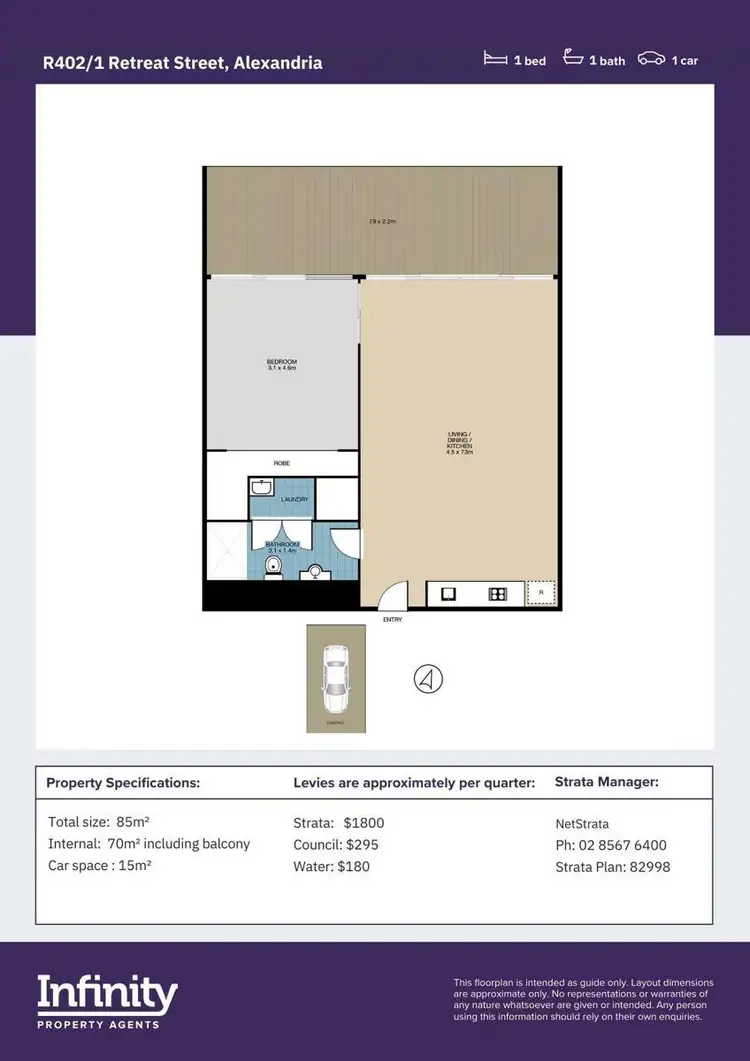 Floorplan of Homely apartment listing, R402/1 Retreat Street, Alexandria NSW 2015