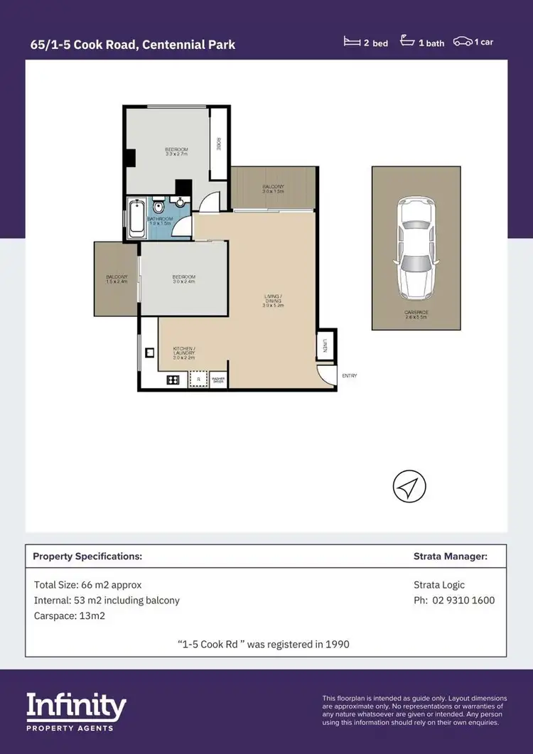 Floorplan of Homely apartment listing, 65/1-5 Cook Road, Centennial Park NSW 2021