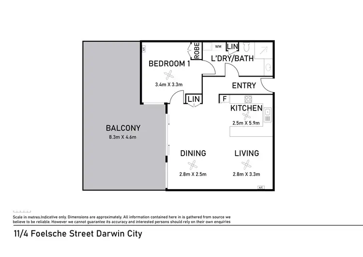 Floorplan of Homely unit listing, 11/4 Foelsche Street, Darwin City NT 800