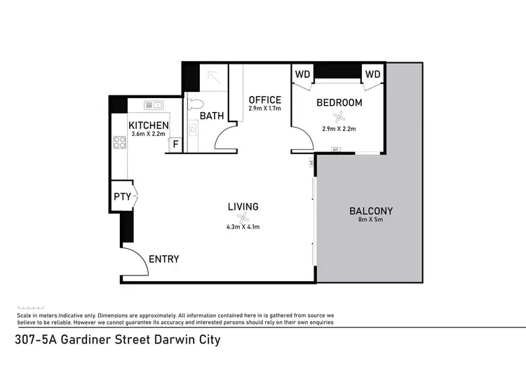 Floorplan of Homely unit listing, 307/3-5 Gardiner Street, Darwin City NT 800